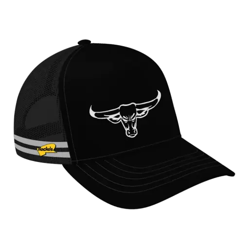 [9340457033147] Rocko's 5 Panel Outback Trucker Cap Angry Bull OSFM (Black)