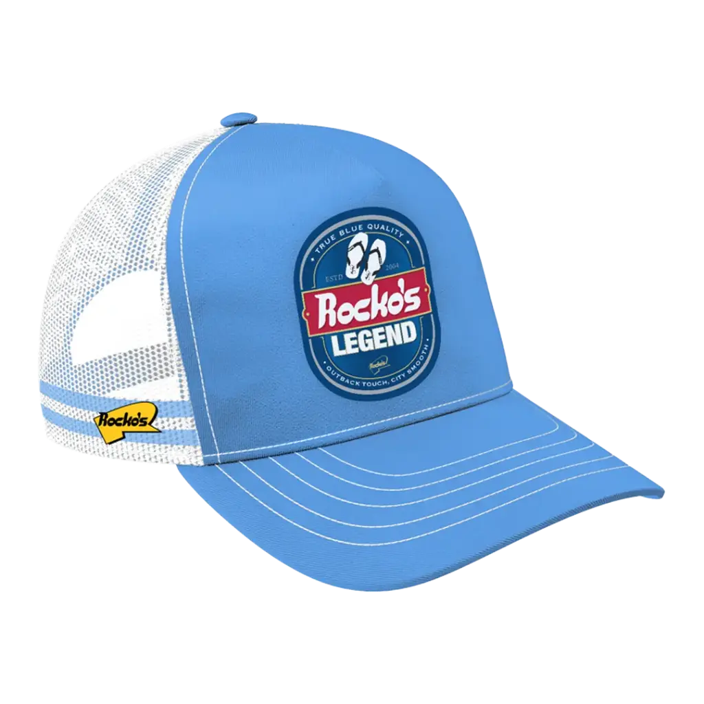 Rocko's 5 Panel Trucker Cap Southern Beer Blue OSFM