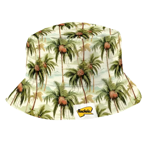 [9340457033000] Rocko's Bucket Hat Palm Trees Green/Beige (S/M)