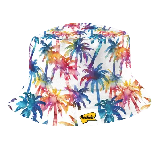 [9340457033178] Rocko's Bucket Hat Psychadelic Palm Trees Rainbow (M/L)