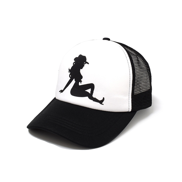 Rocko's Trucker Cap Mud Flap Girl Black/White