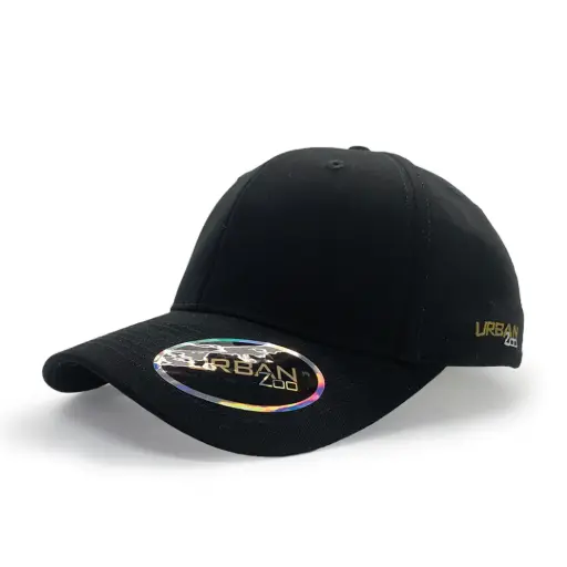 [9358517018089] Urban Zoo Brooklyn 101 6 Panel Fitted Cap  (Black, L/XL)