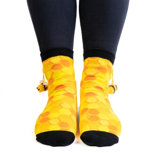 [9318051146358] Feet Speak Bee Happy Socks