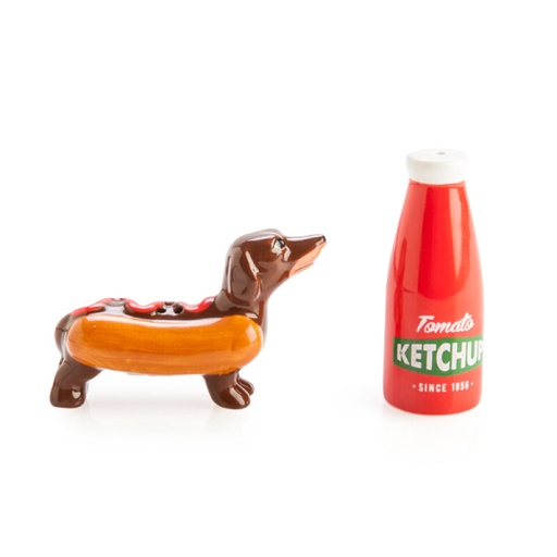 [9318051130951] Flavour Mates Sausage Dog & Ketchup Salt & Pepper Set