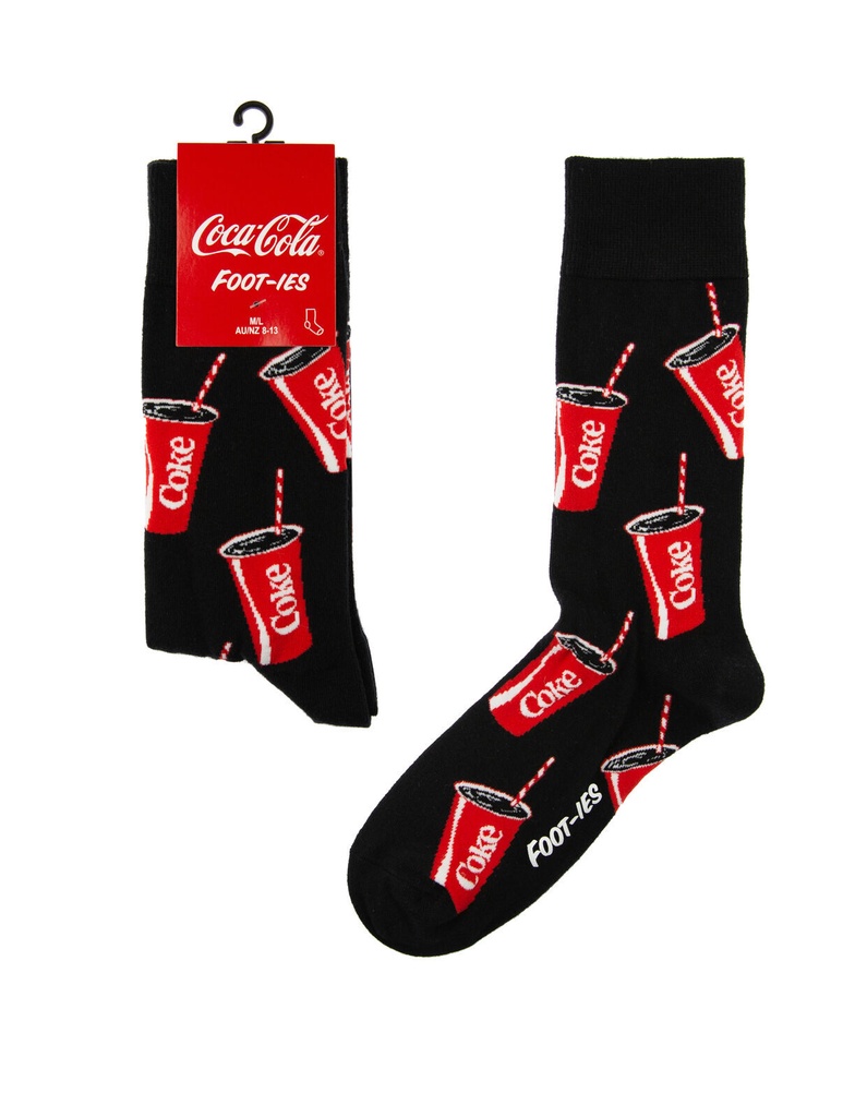 Foot-ies Coca-Cola Organic Cotton Socks Coke Summer Cup Black Size 8 to 13