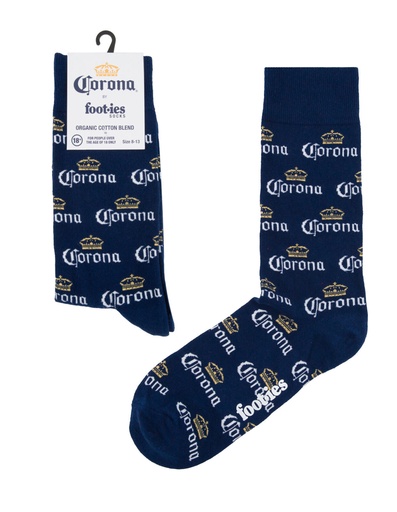 [9358517032801] Foot-ies Corona Organic Cotton Socks Corona Logo Navy Size 8 to 13