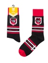 Foot-ies NRL St George Illawarra Organic Cotton Socks Stripes Black/Red/White Size 8 to 13