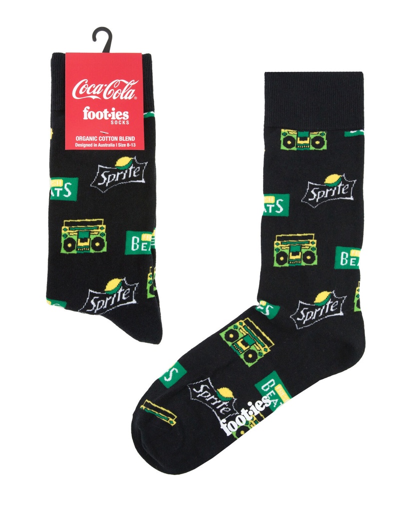 Foot-ies Sprite Organic Cotton Socks Sprite Beats Black Size 8 to 13