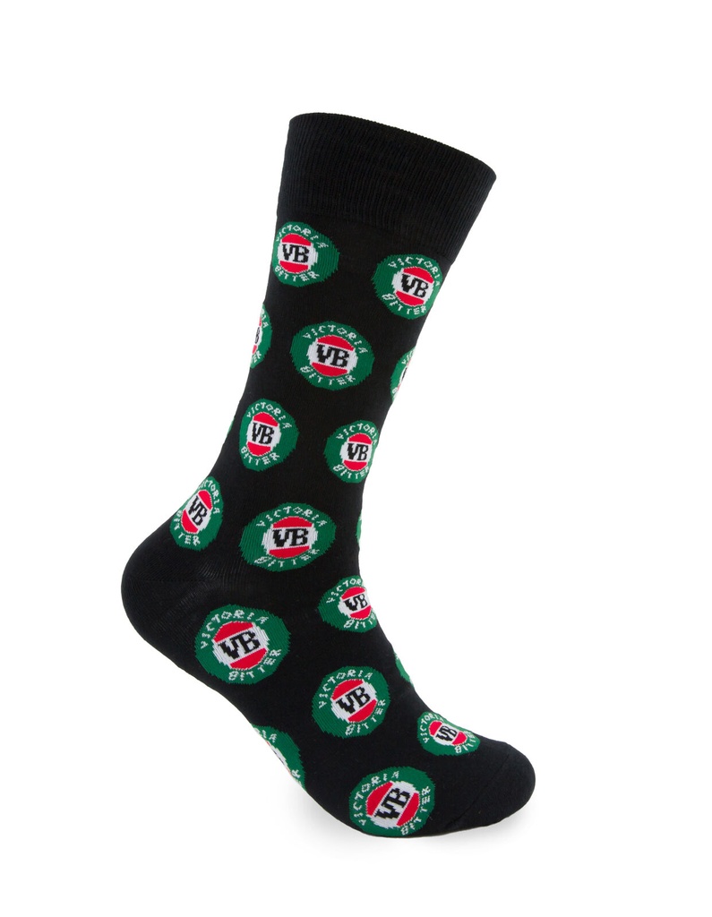 Foot-ies Victoria Bitter Organic Cotton Socks Hard Earned Thirst Black/Green Size 8 to 13