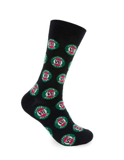 [9358517032764] Foot-ies Victoria Bitter Organic Cotton Socks Hard Earned Thirst Black/Green Size 8 to 13