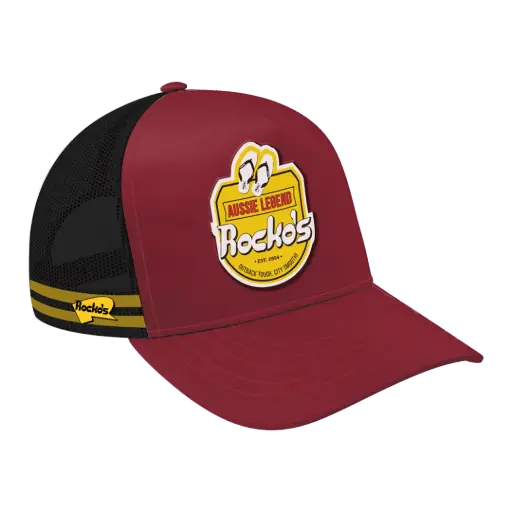 [9340457033086] Rocko's 5 Panel Trucker Cap Sunshine Beer OSFM (Maroon)