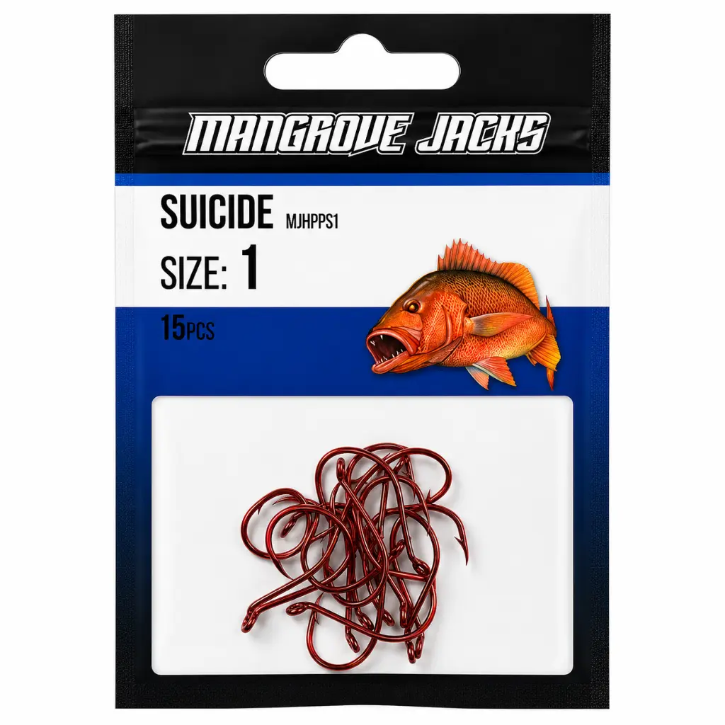 Mangrove Jacks Suicide Hook Red | Size 1 | 15 Pack