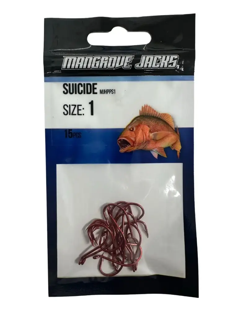 Mangrove Jacks Suicide Hook Red | Size 1 | 15 Pack
