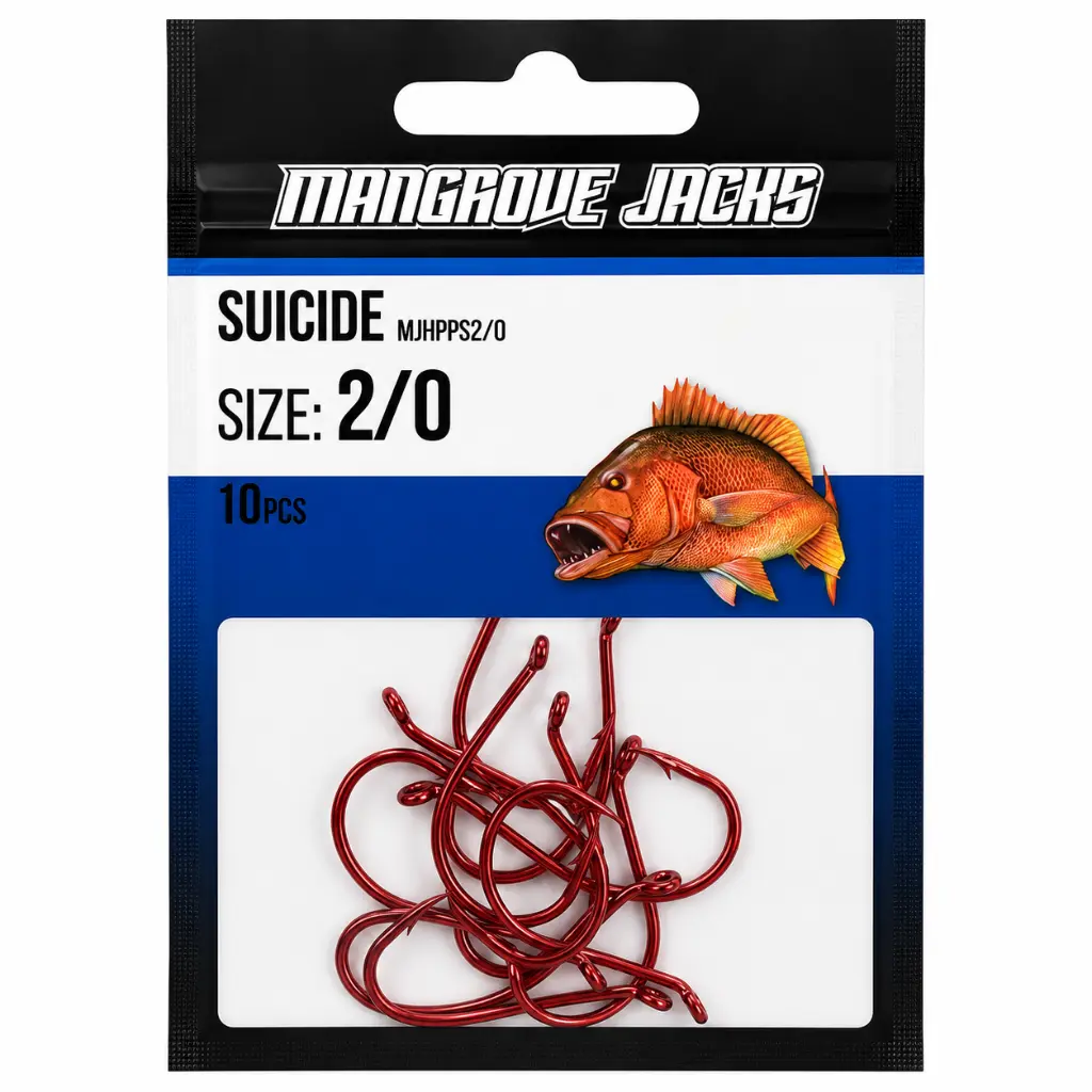 Mangrove Jacks Suicide Hook Red | Size 2/0 | 10 Pack