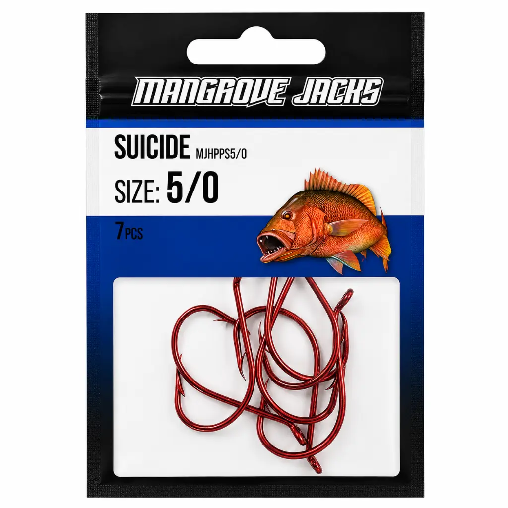 Mangrove Jacks Suicide Hook Red | Size 5/0 | 7 Pack