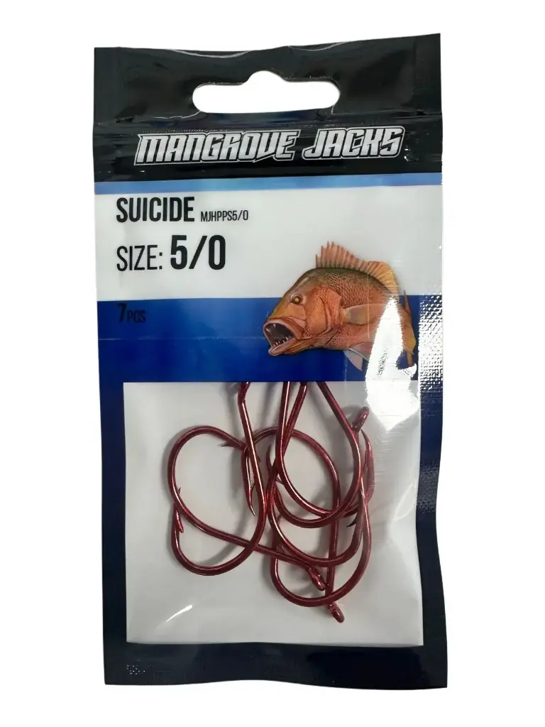 Mangrove Jacks Suicide Hook Red | Size 5/0 | 7 Pack