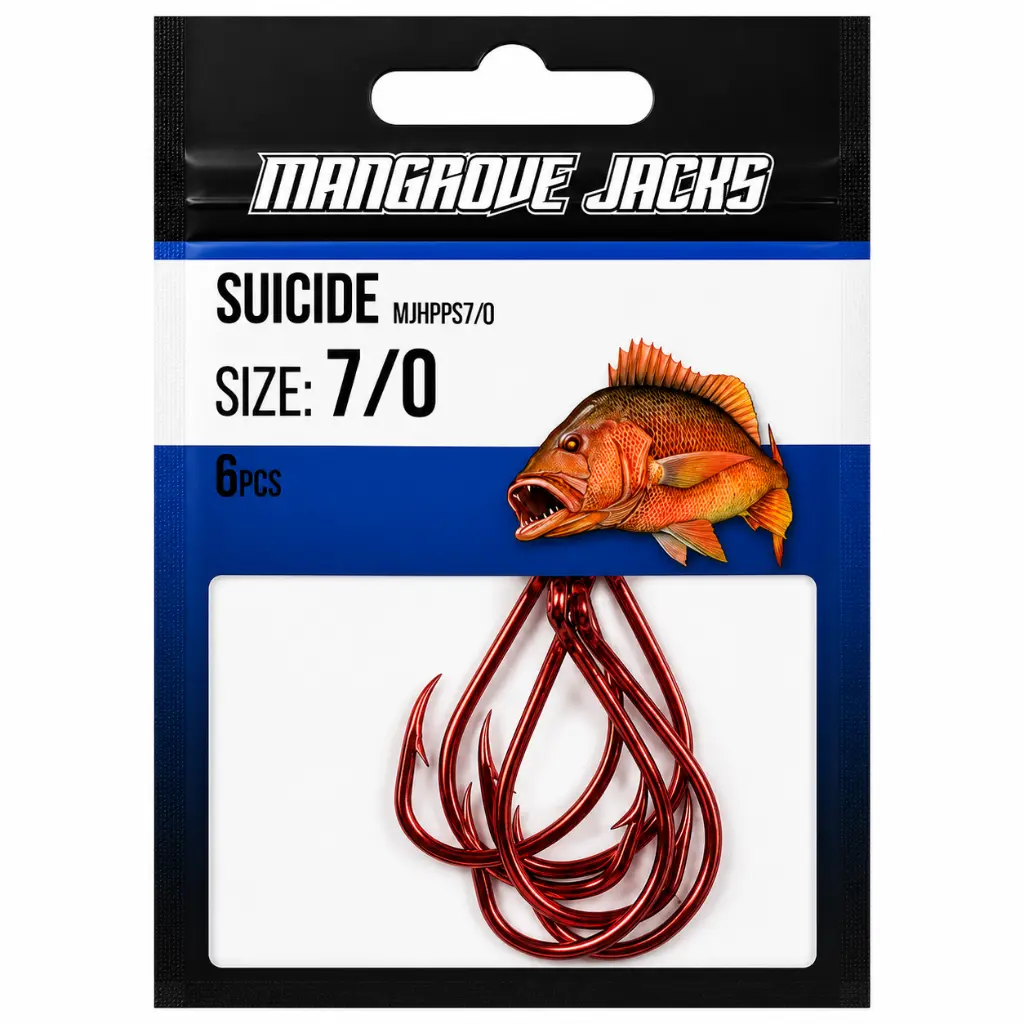 Mangrove Jacks Suicide Hook Red | Size 7/0 | 6 Pack
