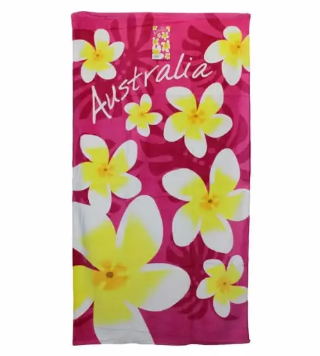 [9334585009372] Beach Towel Frangipani Towel (Pink)