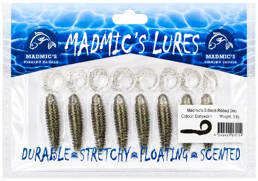 [9340457025159] Madmic's 2.5in Ribbed Grub | Dirtyworm | 8 Pack