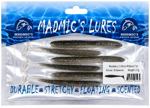 [9340457025074] Madmic's 3.5in Ribbedfish | Dirtyworm | 6 Pack