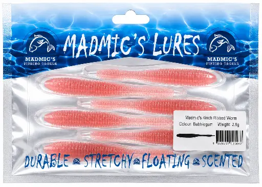 [9340457025067] Madmic's 4in Ribbedworm | Bubblegum | 6 Pack