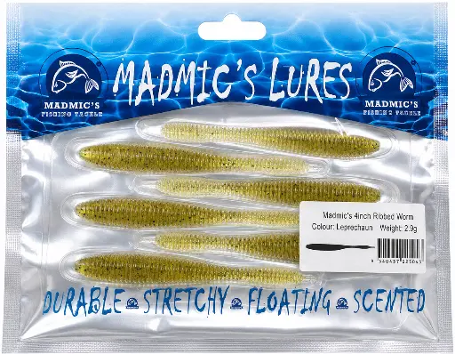 [9340457025043] Madmic's 4in Ribbedworm | Leprechaun | 6 Pack