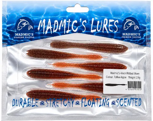 [9340457025050] Madmic's 4in Ribbedworm | Toffee Apple | 6 Pack