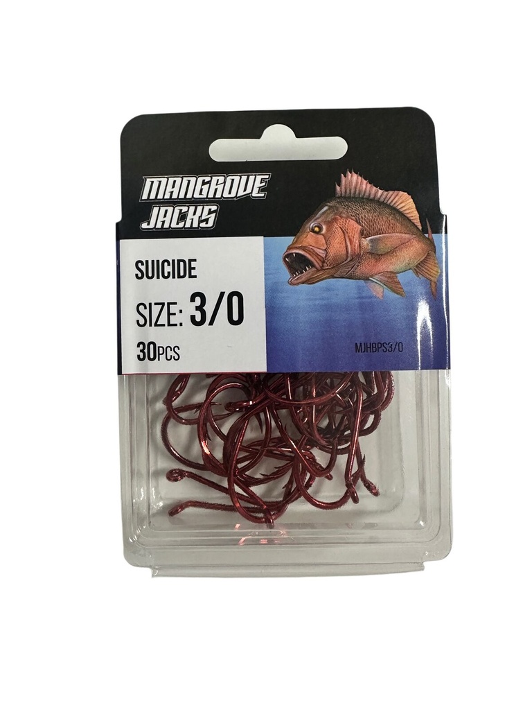 Mangrove Jacks Suicide Hook Red | Size 3/0 | 30 Pack