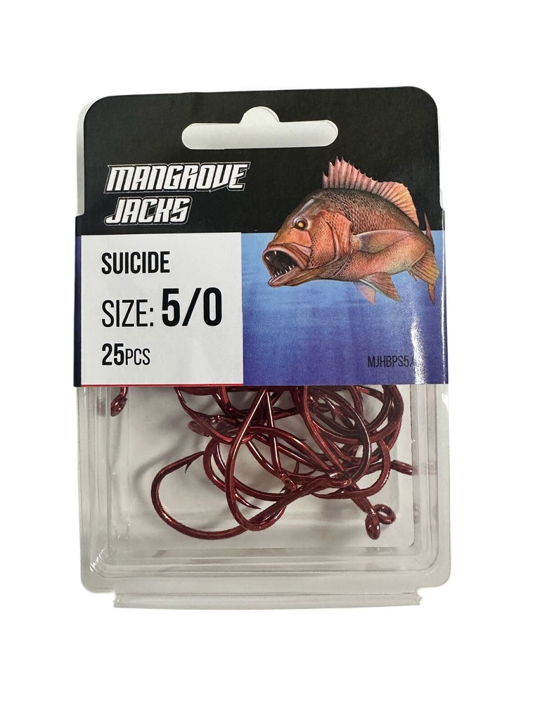 Mangrove Jacks Suicide Hook Red | Size 5/0 | 25 Pack