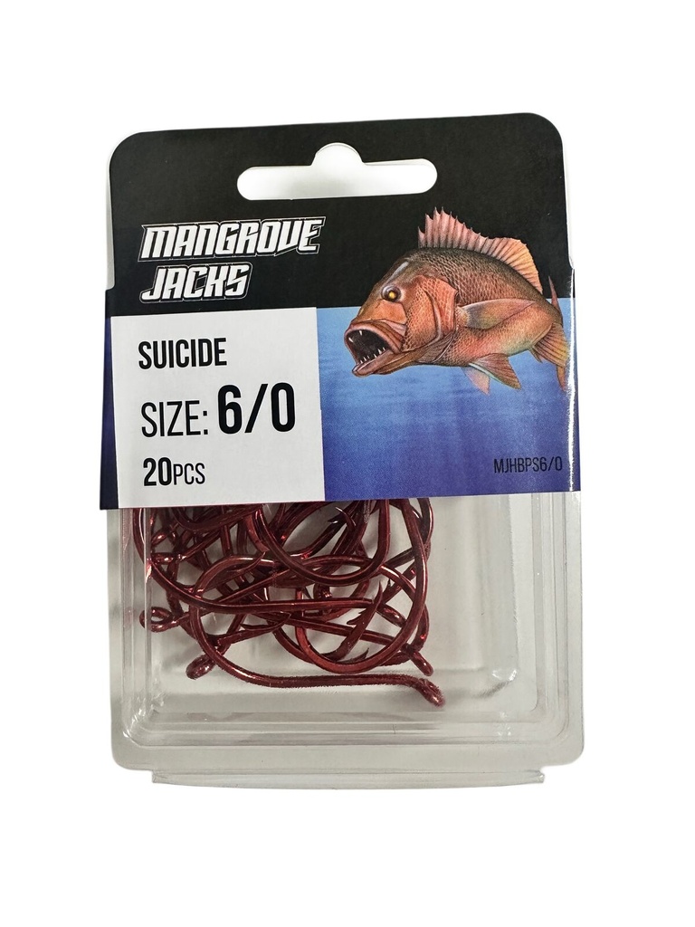 Mangrove Jacks Suicide Hook Red | Size 6/0 | 20 Pack