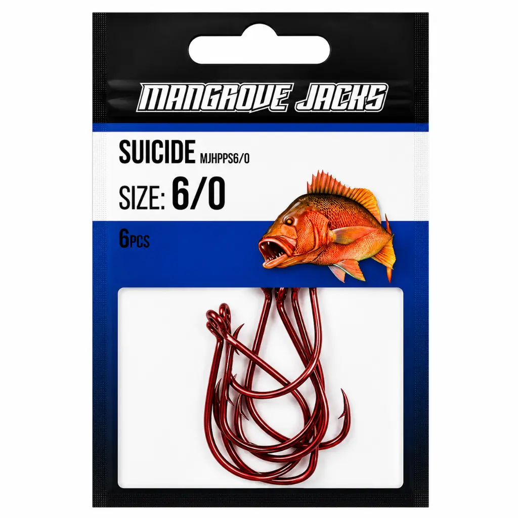 Mangrove Jacks Suicide Hook Red | Size 6/0 | 6 Pack